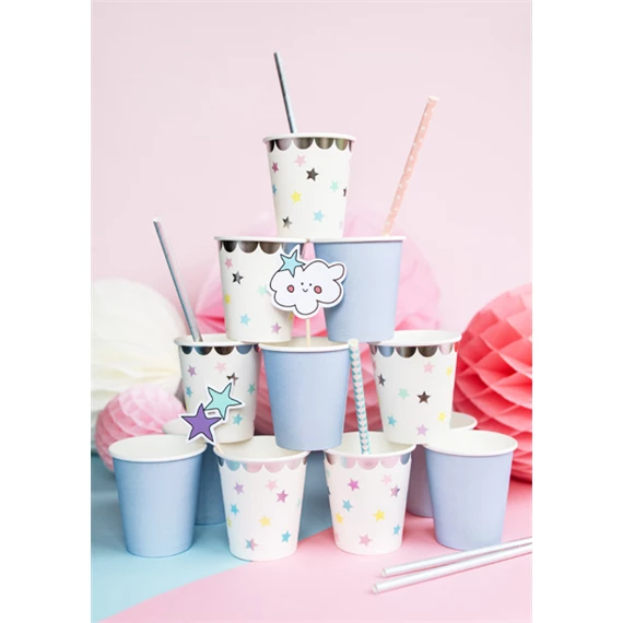 Papírpohár unikornis - csillagok, 180 ml S/6