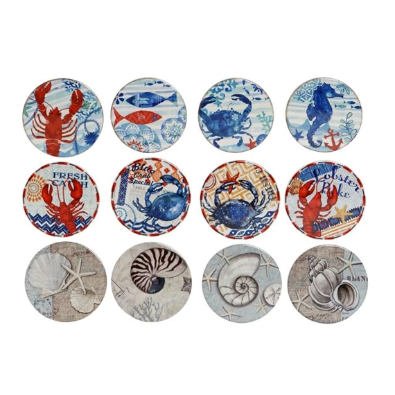 Poháralátét, tengeri állatok 11x11x0,7 cm 12 féle