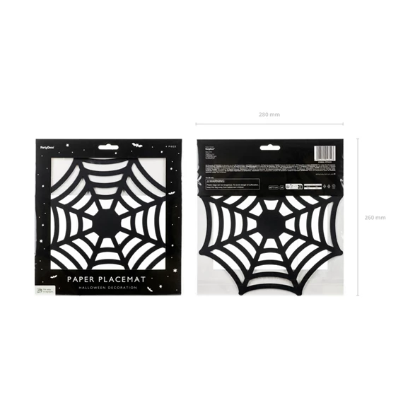 Papírtányér alátét pókhálós fekete 27,5 cm S/4