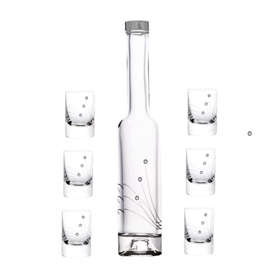 Röviditalos pohár palackkal, Swarovski kristállyal üveg 30 ml/200 ml S/7