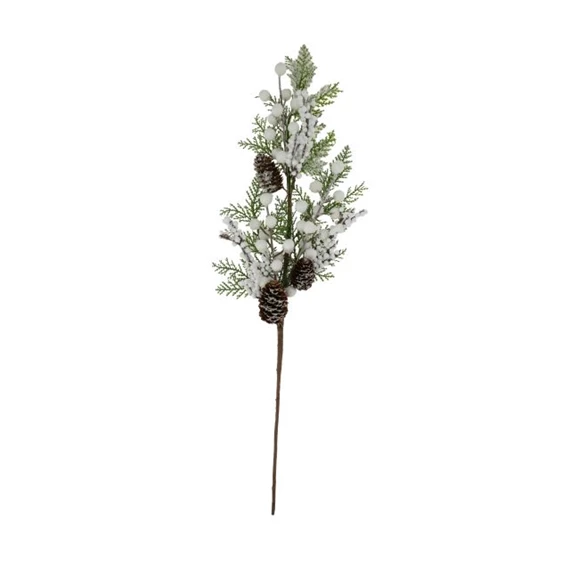 Selyemvirág ág havas, bogyós 54 cm