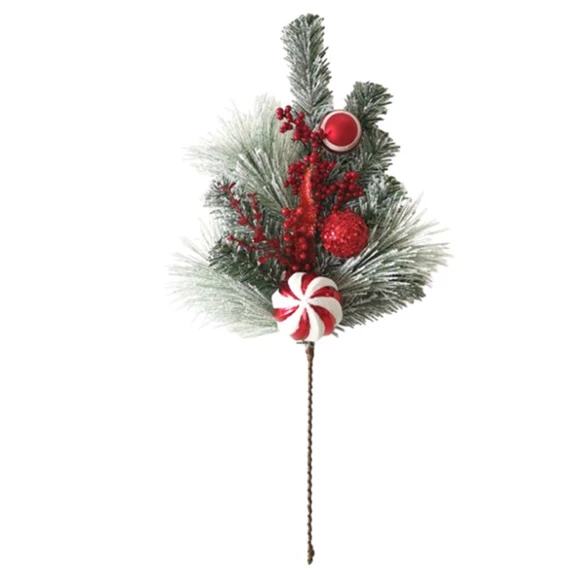 Selyemvirág ág havas, bogyós 25x12x56 cm