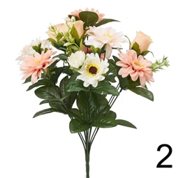 Selyemvirág rózsacsokor dáliával 41 cm 3 féle
