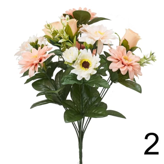 Selyemvirág rózsacsokor dáliával 41 cm 3 féle