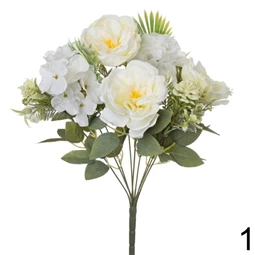 Selyemvirág rózsacsokor hortenziával 44 cm 3 féle
