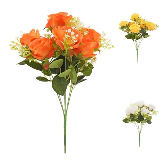 Selyemvirág rózsacsokor 42 cm 3 féle
