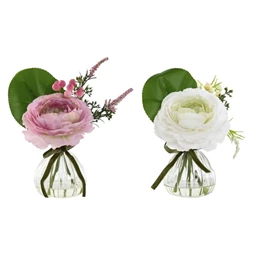 Selyemvirág csokor vázában 17x20x24 cm 2 féle