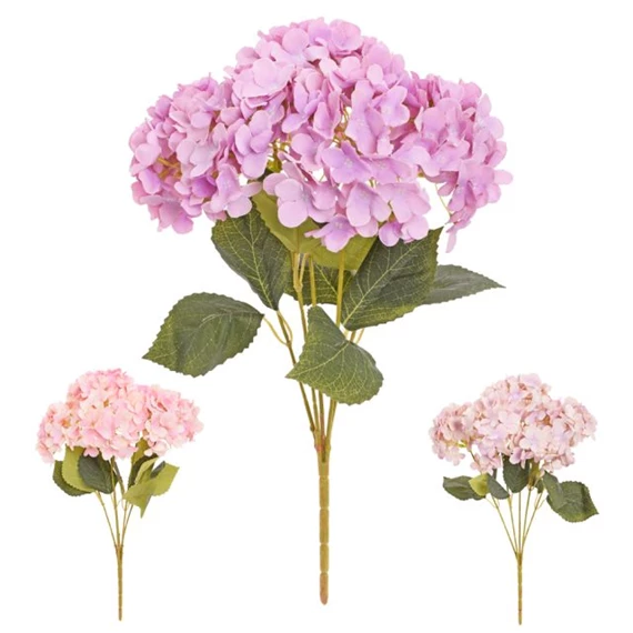 Selyemvirág hortenzia csokor, nyári 45 cm 3féle
