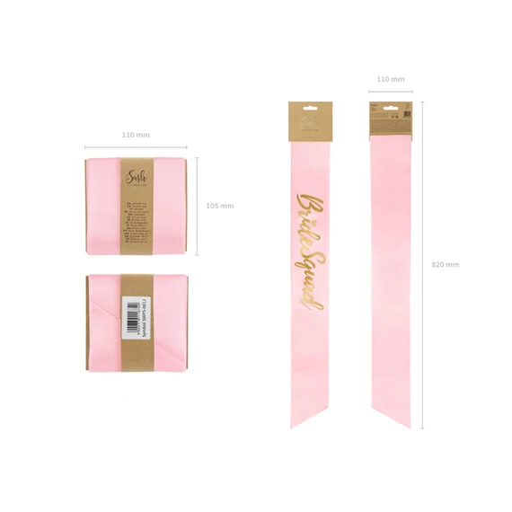 Vállszalag bride squad világos rózsaszín 75 cm