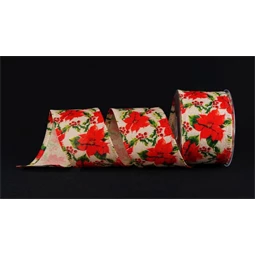 Szalag mikulásvirág mintás 70x15