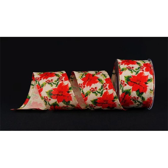 Szalag mikulásvirág mintás 70x15