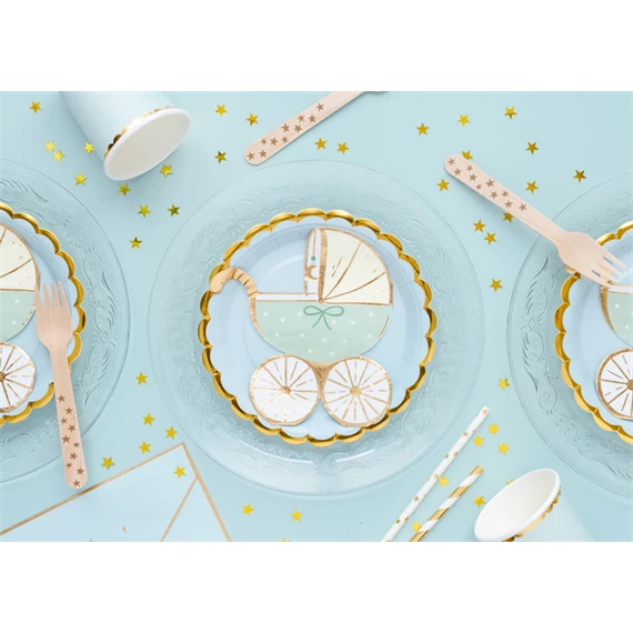 Szalvéta babakocsi tiffany kék 14x15 cm S/20