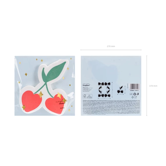 Szalvéta cseresznye mintás, vegyes, 13,5x16 cm S/20