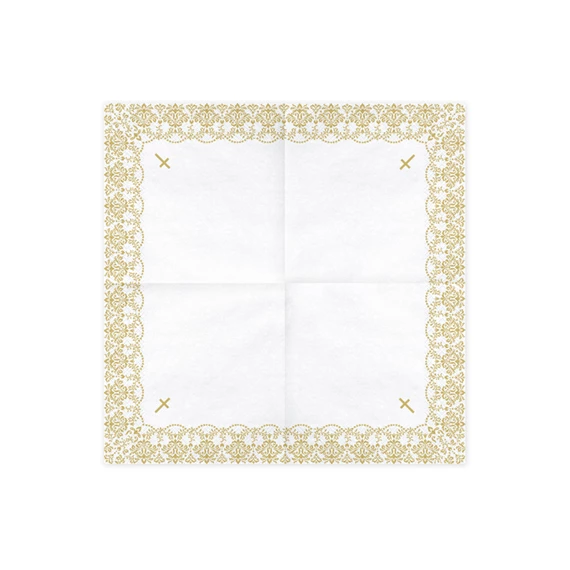 Szalvéta elsőáldozás dísz 33x33 cm arany S/20