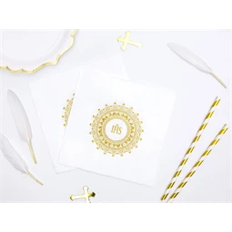 Szalvéta elsőáldozás ihs 33x33 cm arany S/20