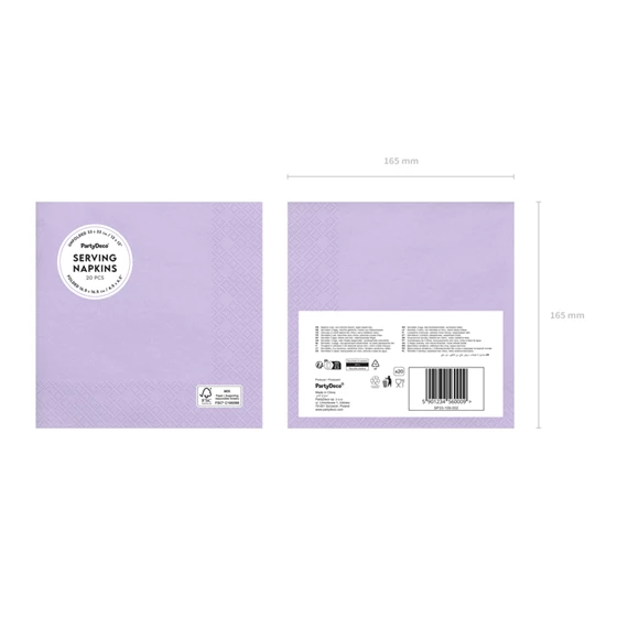 Szalvéta levendula 33x33 cm S/20