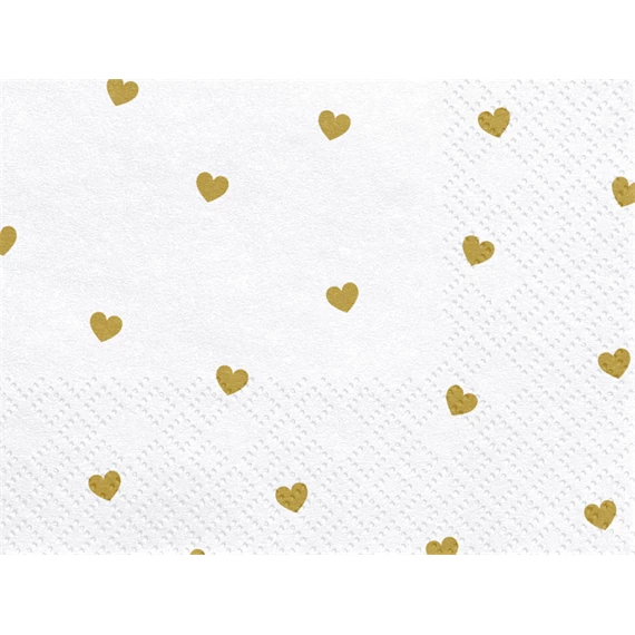 Szalvéta szívek fehér 33x33 cm S/20