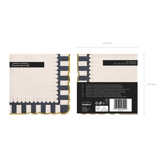 Szalvéták arany szegéllyel 33x33 cm S/12