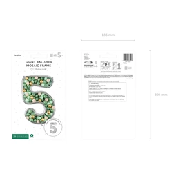 Számkeret 5-ös latex lufikhoz 126 cm ezüst