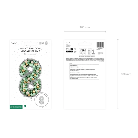 Számkeret 8-as latex lufikhoz 126 cm ezüst