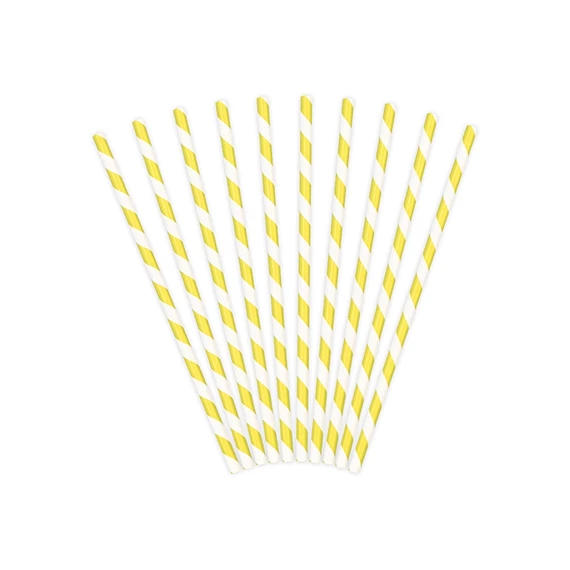 Szívószál papír 19,5cm sárga S/10 x