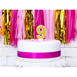 Születésnapi gyertya 9-es szám arany 7 cm