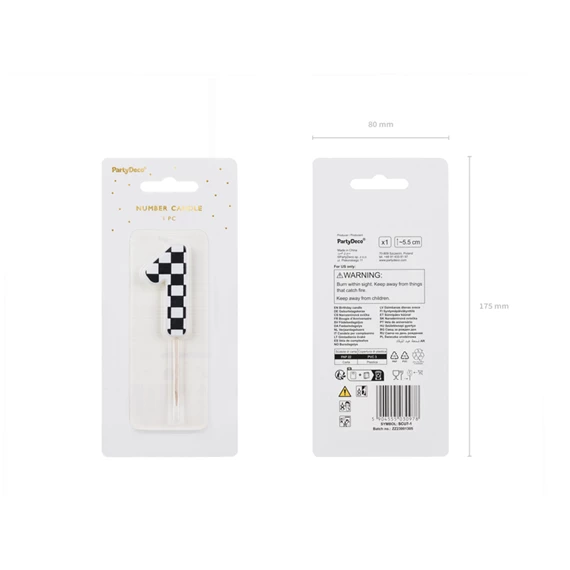 Szülinapi gyertya 1-es szám 5,5 cm mix