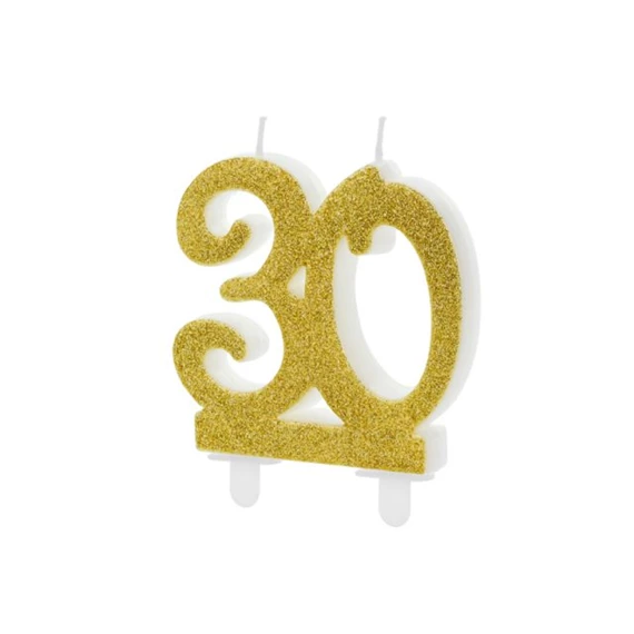 Szülinapi gyertya 30-as szám arany 7,5 cm