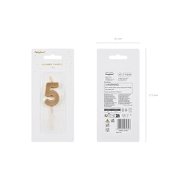 Szülinapi gyertya 5-ös szám 4,5 cm arany