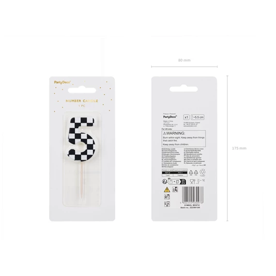 Szülinapi gyertya 5-ös szám 5,5 cm mix