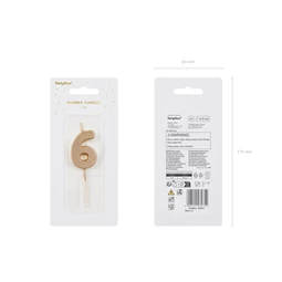 Szülinapi gyertya 6-os szám 4,5 cm arany