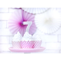 Szülinapi gyertya 7-es szám ezüst 7 cm