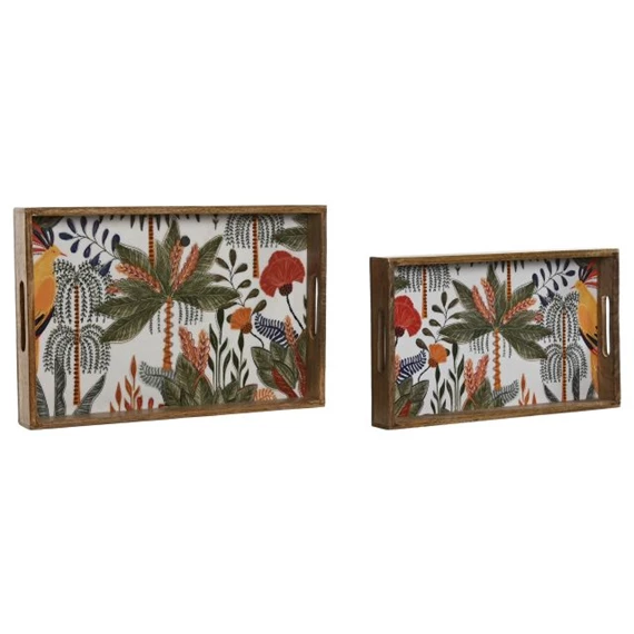 Tálca szett pálmafás, szögletes 43,5x27x5,5 cm S/2