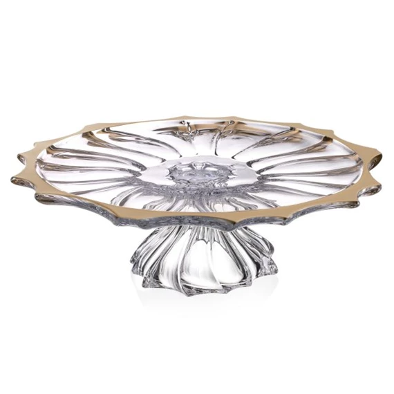 Tányér talpas PLANTICA arany szegéllyel 35 cm