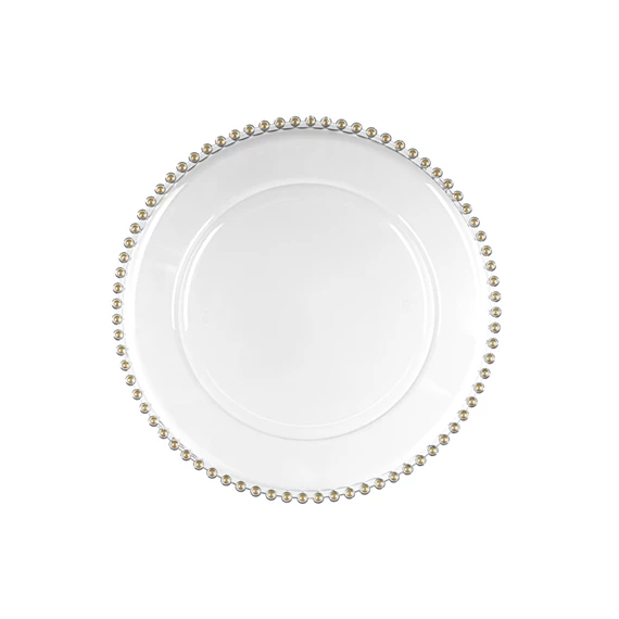 Tányéralátét gyöngyökkel átlátszó, átmérő kb. 32 cm