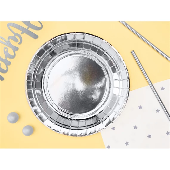 Papírtányér ezüst 18 cm S/6