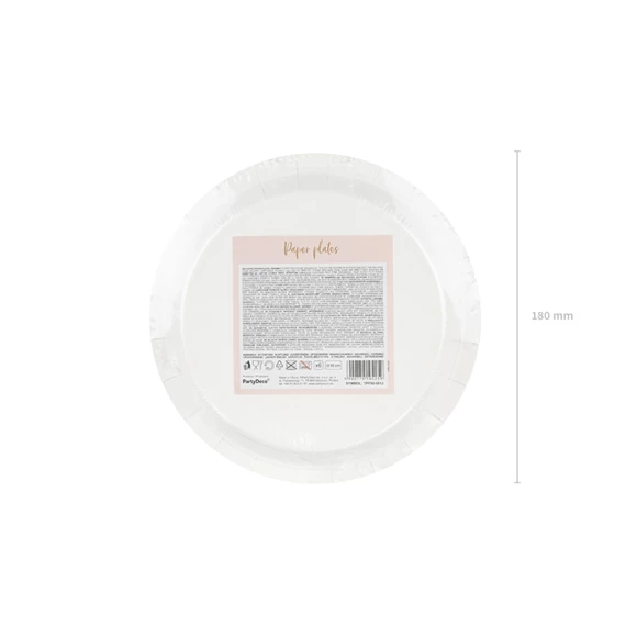 Papírtányér pöttyös világos rózsaszín 18 cm S/6