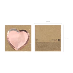 Papírtányér szív alakú rózsaarany 21x19 cm S/6