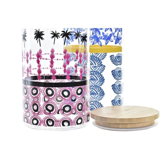 Tároló afrikai mintás 10x10x22 cm 1400 ml 2 féle