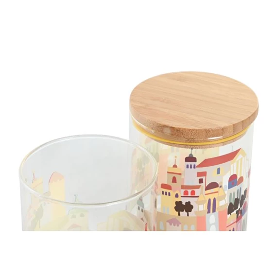 Tároló házakkal 10x10x12,5 cm 700 ml 2 féle