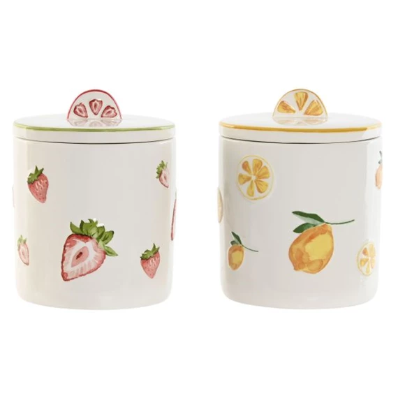 Tárolóedény gyümölcs mintás 11,5x11,5x14,2 cm 2 féle