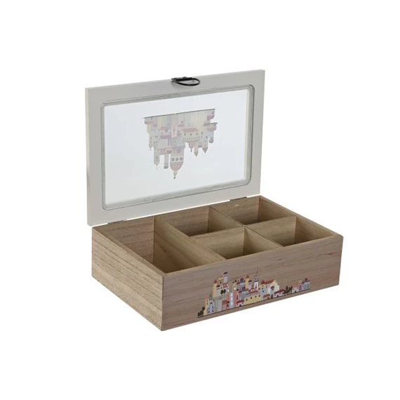 Teafilter tartó doboz házakkal 23x15x7 cm 2 féle