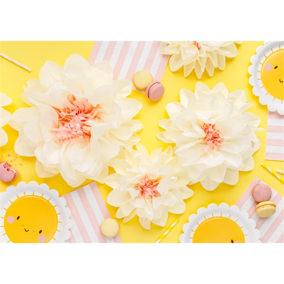 Papírdísz dekoráció virágok, krém, 30-20 cm S/5