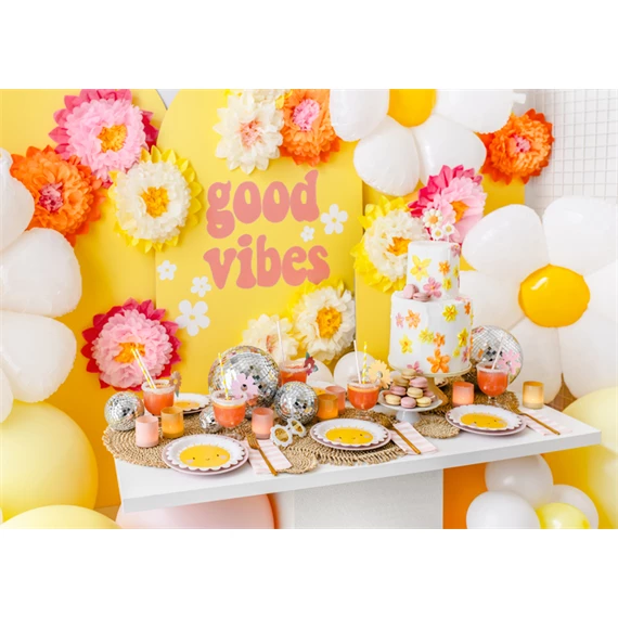 Papírdísz dekoráció virágok, krém, 30-20 cm S/5