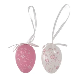 Tojás virág mintával, akasztós 6 cm S/6