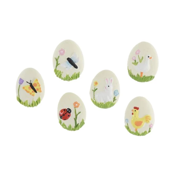 Tojás öntapadós, díszített 2,9x2,1x0,7 cm S/12