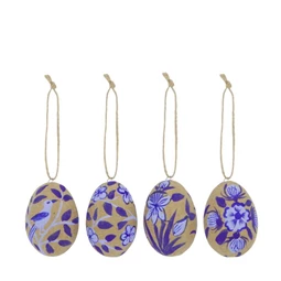 Tojás festett mintával, akasztós 5,5x5,5x7 cm 4féle