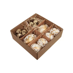 Tojás fészekkel igazi, arany mintával dobozban S/12