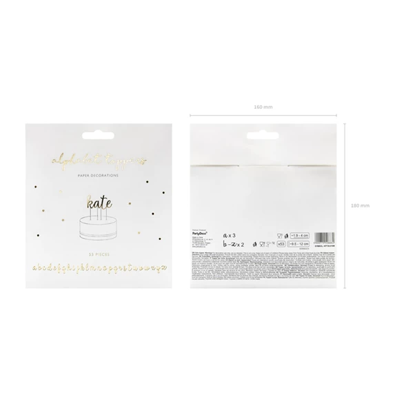 Tortadísz ábécé arany 9,5-12 cm S/53