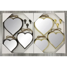 Tükör szett szív alakú 26x3x26 cm 2 féle S/3